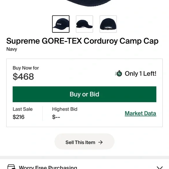 Supreme Navy Corduroy Cap GORTEX - Picture 3 of 4